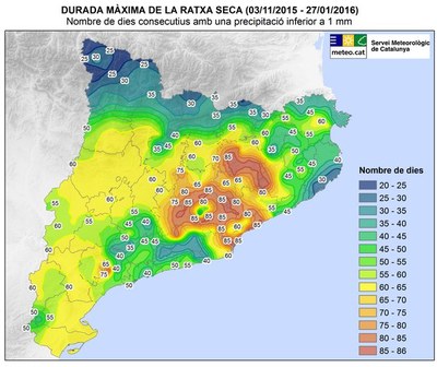 Impacte de la ratxa seca a Catalunya, per dies de durada (Meteocat)