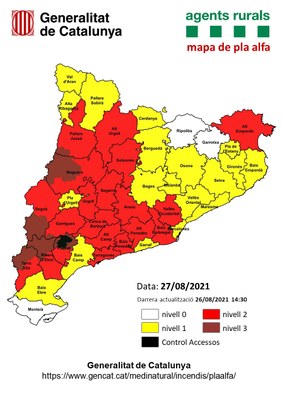 Mapa del pla Alfa per a aquest divendres 27 d'agost (Agents Rurals)
