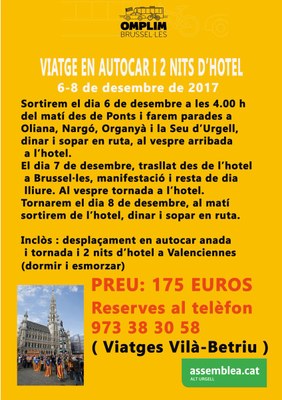 Viatge des de l'Alt Urgell per a la manifestació del 7 de desembre a Brussel·les
