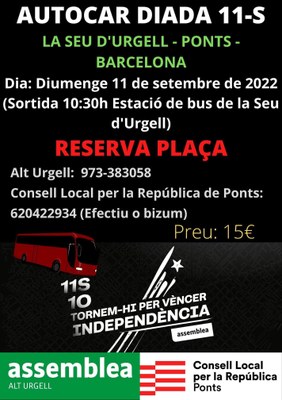 Autocar de l'ANC Alt Urgell per a la concentració de la Diada