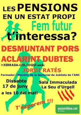 Xerrada informativa de l'ANC Alt Urgell sobre pensions