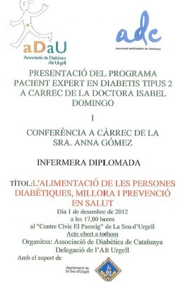 Associació Diabètics - Cartell xerrades