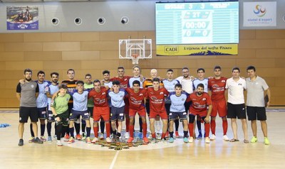 Partit de presentació de l'Atlètic Club La Seu, davant l'FS Solsona, al Palau d'Esports (Foto: Pere Pintat)