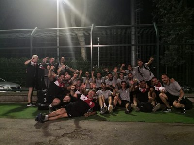 Els jugadors de l'Engordany celebren l'accés a la segona ronda de l'Europa League (Foto: UE Engordany)
