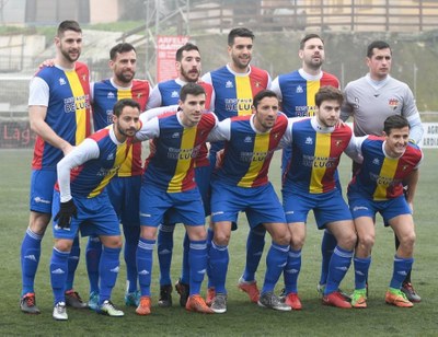 L'equip del FC Andorra, al partit de dissabte passat a Almacelles (Foto: FCA)