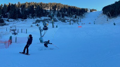 Obertura de la pista Coma Oriola de Masella, aquest dimarts (Foto: ACN)