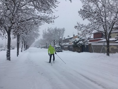 Un aficionat a l'esquí nòrdic, aquest dimecres a la Seu d'Urgell (Foto: Ignasi Cervera)