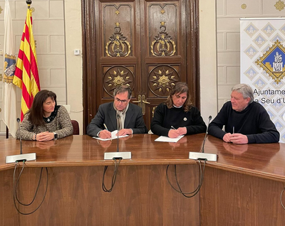 Signatura del nou conveni entre la Federació Catalana i l'Andorrana per al Programa d'Alt Rendiment d'Hoquei Patins (Foto: FCP)