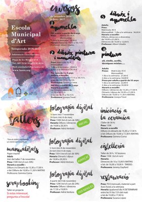Cursos i tallers de l'Escola Municipal d'Art