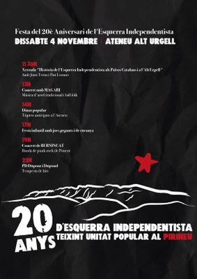 Commemoració del 20è aniversari de l'Esquerra Independentista a l'Alt Urgell