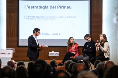 Diàleg amb Núria Vilarrubla, Francesc Cano i Sílvia Rodríguez en el marc de la presentació de l'Estratègia del Pirineu (Foto: TES)