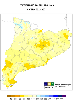 Precipitació acumulada aquest hivern a Catalunya (SMC)