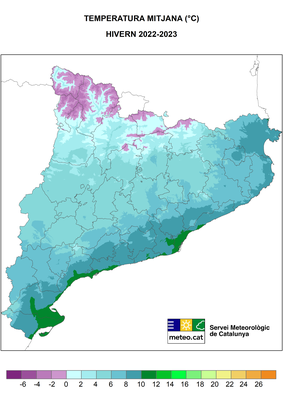 Temperatura mitjana d'aquest hivern arreu de Catalunya (SMC)