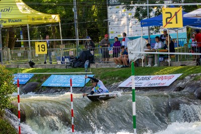 Miquel Travé, a la Copa del Món 2023 d'eslàlom a la Seu (Foto: Agustí Cucurulls)