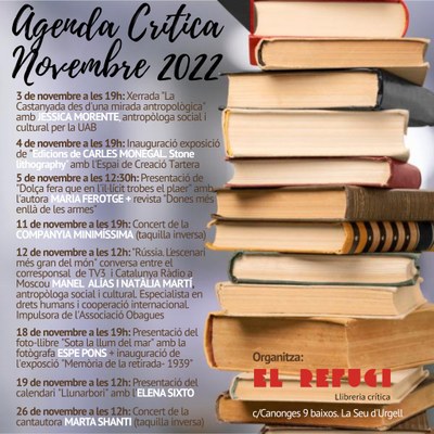 Programació de novembre de la llibreria El Refugi