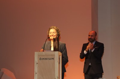 Maria Barbal, en el discurs d'acceptació del 53è Premi d'Honor de les Lletres Catalanes (Foto: Òmnium)