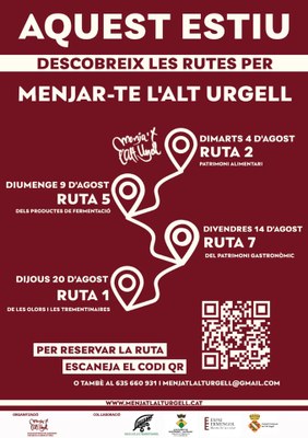Cartell i codi QR de les rutes de Menja't l'Alt Urgell aquest agost