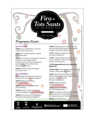 Programa de la Fira de Tots Sants 2015