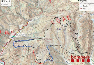 Afectació de l'incendi de la Guingueta d'Àneu (Foto: Bombers de la Generalitat)