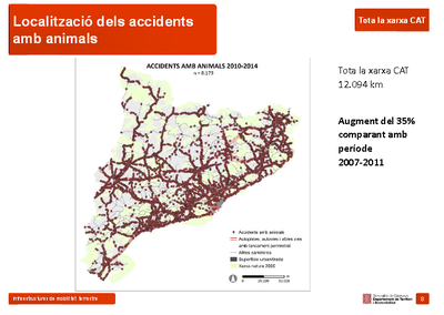 Localització dels accidents amb animals (Foto: Territori i Sostenibilitat)