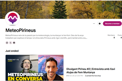 Nou perfil de MeteoPirineus a Patreon