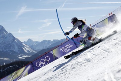 L'andorrana Carla Mijares, a l'eslàlom de Milà Cortina 2026 (Foto: FAE/Agence Zoom)