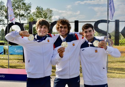 Pau Etxaniz, David Llorente i Miquel Travé guanyen la competició de K1 patrulles dels Jocs Europeus (Foto: RFEP)