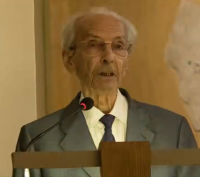 Pere Lluís Font l'any 2018, quan va exercir d'homileta a la Fira del Llibre del Pirineu (Foto: Ajuntament d'Organyà/arxiu)