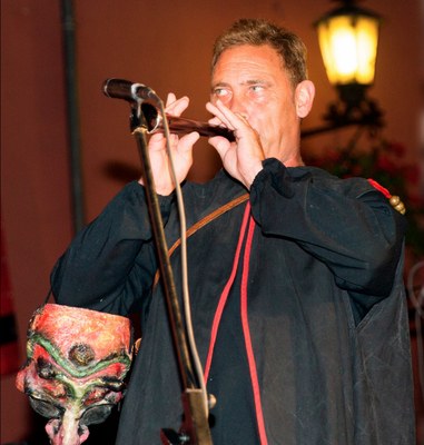 Joan Ribó, com a graller, en un espectacle dels Diables de l'Alt Urgell (Foto: DdAU / arxiu)