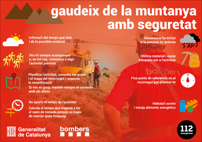 Recomanacions dels Bombers per sortir a la muntanya