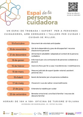 Programa d'activitats de l'Espai de la Persona Cuidadora a Oliana