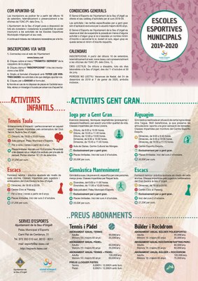 Programació 2019-2020 de les Escoles Esportives Municipals de la Seu (1)