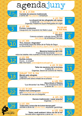 Activitats de juny 2016 a l'Ateneu Alt Urgell