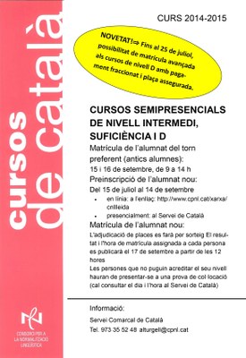 Servei de Català - Cursos 2014