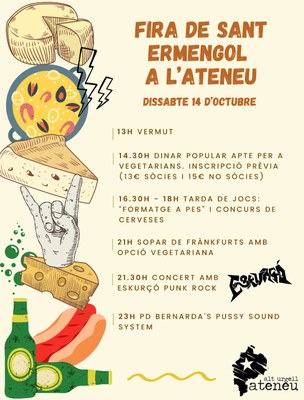 Programa de l'Ateneu Alt Urgell amb motiu de la Fira de Sant Ermengol