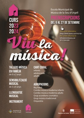Obert el període de preinscripció a l'Escola Municipal de Música de la Seu d'Urgell 