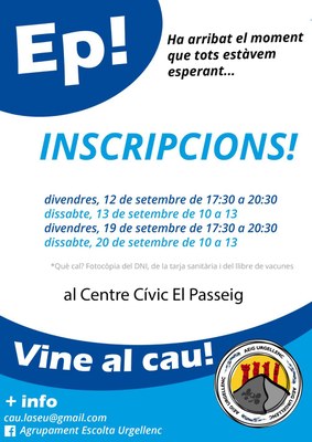 AEiG Urgellenc - Inscripcions 2014-2015