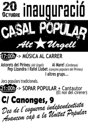 Casal Popular - Cartell de la Inauguració
