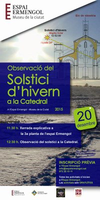 Cartell de l'observació del solstici d'hivern des de la Catedral de la Seu
