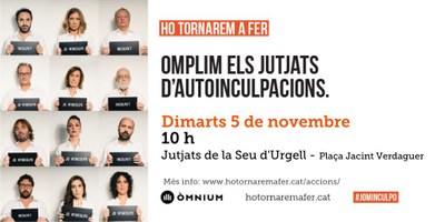 Acció de la campanya d'autoinculpacions a la Seu (Òmnium Alt Urgell)