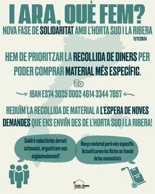 Continuació de la col·laboració amb els afectats pels aiguats del País Valencià (Casals i Ateneus dels Països Catalans)