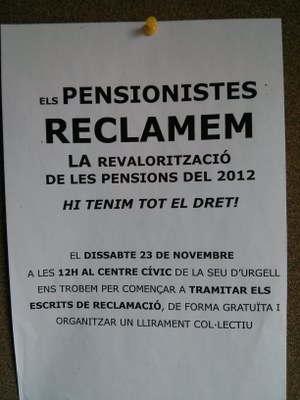 Pensionistes - Cartell reclamació
