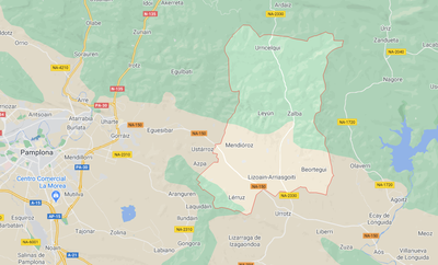 El municipi de Lizoain-Arriasgoiti, on s'ha localitzat l'epicentre del terratrèmol d'aquest dijous (Google Maps)