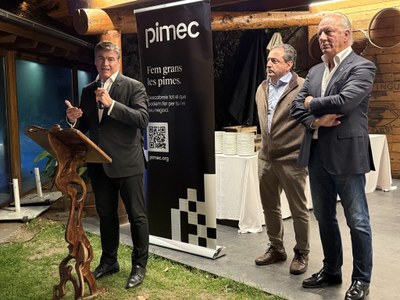 Intervenció d'Antoni Cañete en una trobada d'empresaris del Pirineu, a Sort (Foto: ACN)