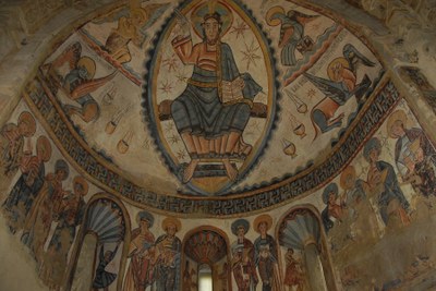 Còpia de les pintures romàniques de la col·legiata de Santa Maria de Mur (Foto: Aj. Castell de Mur)