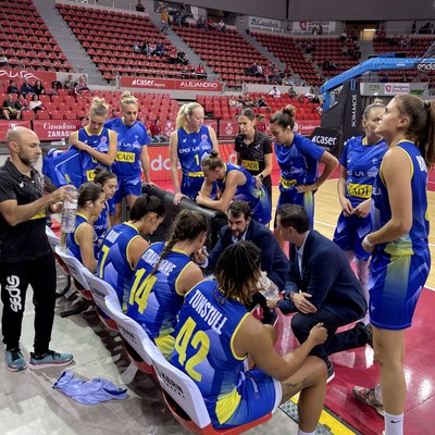 El Cadí La Seu, en el partit d'aquest dimecres a Saragossa (Foto: Sedis Bàsquet)