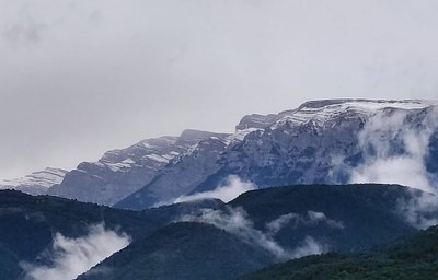 Nevada a cotes altes del Cadí, aquest diumenge (Foto: MeteoSeu)