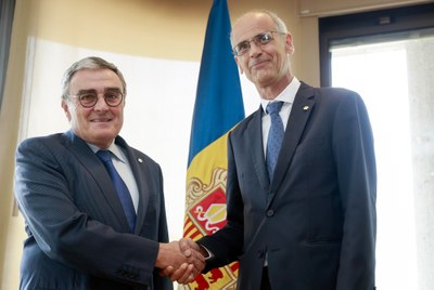 Reunió entre Àngel Ros i Antoni Martí (Foto: Govern d'Andorra)