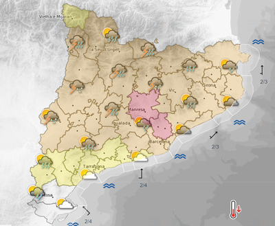 Avís d'alerta a Catalunya (Gràfic: SMC)