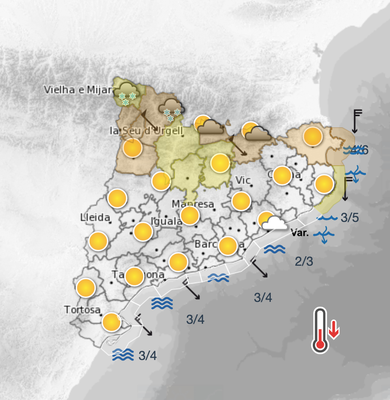 Predicció meteorològica per dissabte a la tarda (Mapa: SMC)